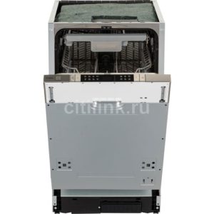Встраиваемая посудомоечная машина Hyundai HBD 480, узкая, ширина 44.8см, полновстраиваемая, загрузка 10 комплектов, серебристый