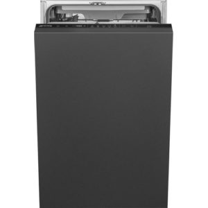 Встраиваемая посудомоечная машина SMEG ST4523IN, узкая, ширина 44.6см, полновстраиваемая, загрузка 10 комплектов, черный