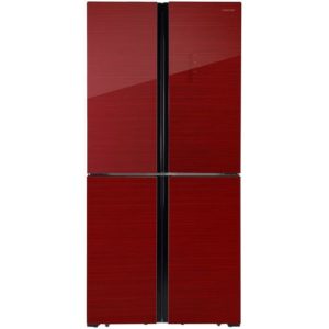 Холодильник трехкамерный HIBERG RFQ-490DX NFGR inverter No Frost, инверторный красное стекло