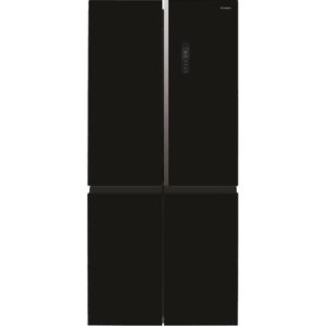 Холодильник трехкамерный Hyundai CM5084FGBK French Door, черное стекло